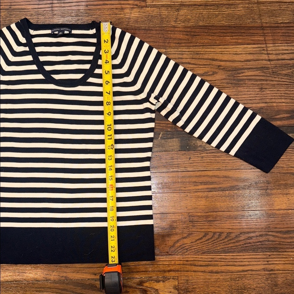 Banana Republic Striped Silk Blend Knit Top 3/4 Sleeve Size XL - Picture 8 of 10